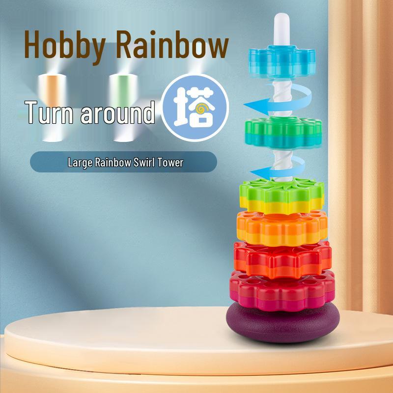 

Познавательная радужная вращающаяся башня Yiying: Геометрические кольца для раннего развития для младенцев и малышей