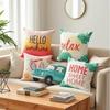 Simple Vacation Text Throw Pillow Covers With Digital Printing Of Short Plush Fabric Car-Shaped Sofa Cushion Office Home Decor