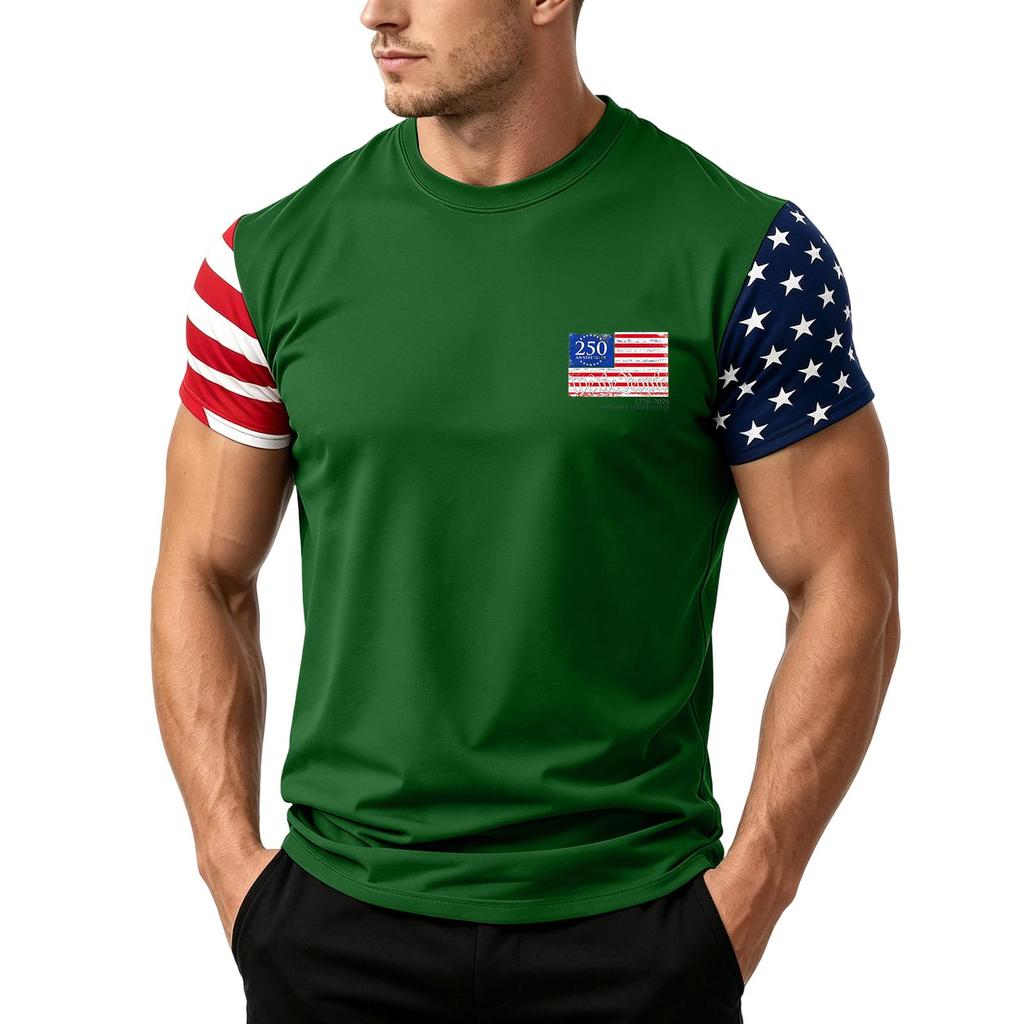 Men's Independence Day Flag Print Short Sleeve T-Shirt, Loose Casual Daily Summer Tops
