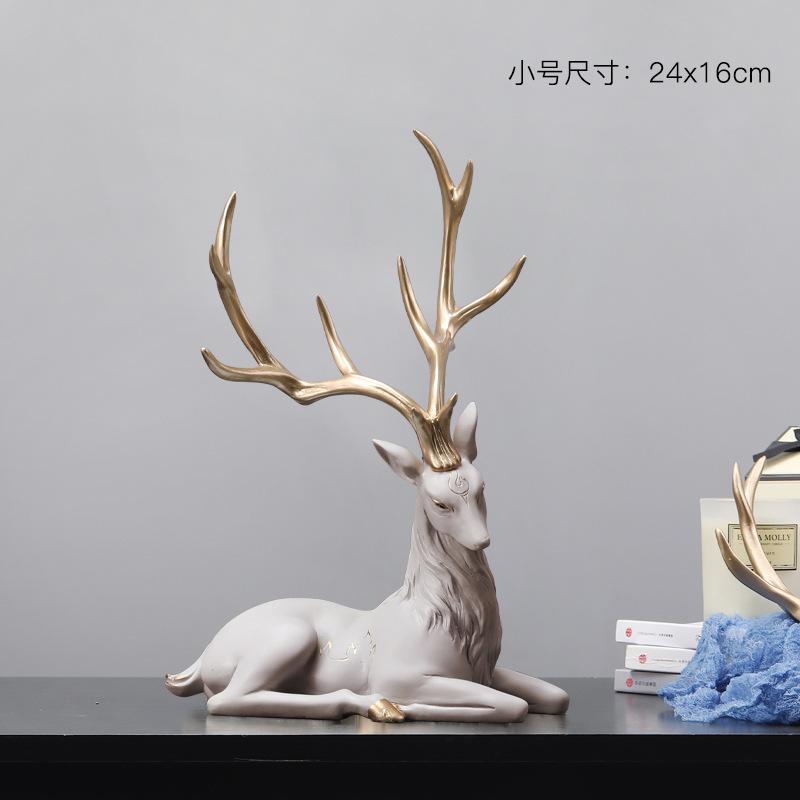 New Popular Resin Elk Deer Statue Reindeer Figurine ELK Sculpture for Living Room Luxury Home Decoration Nordic Tabletop