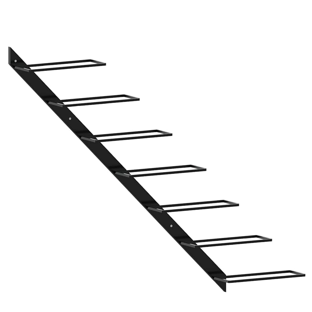 Wall Mounted Wine Rack for 7 Bottles Black Metal