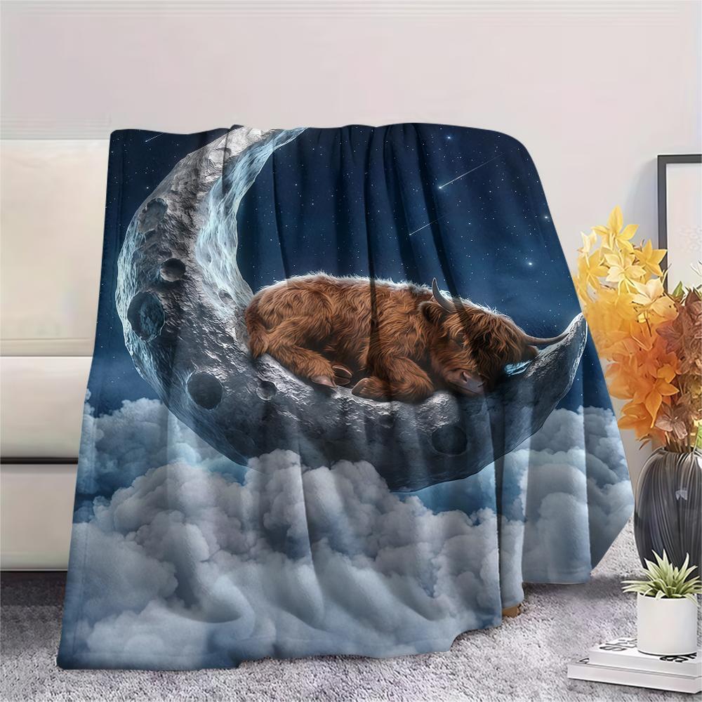 Sleeping clouds small animals Print Flannel Blanket,High quality Comfortable for All Seasons,Home Decor,Warmth and Comfort,Perfect for Christmas Gifts