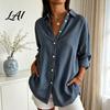 Women Collared Shirts Striped Shirt for Summer Autumn Button Down Single Casual Blouses Breasted Blouse Dressy Long Sleeve Top Office Work Tops