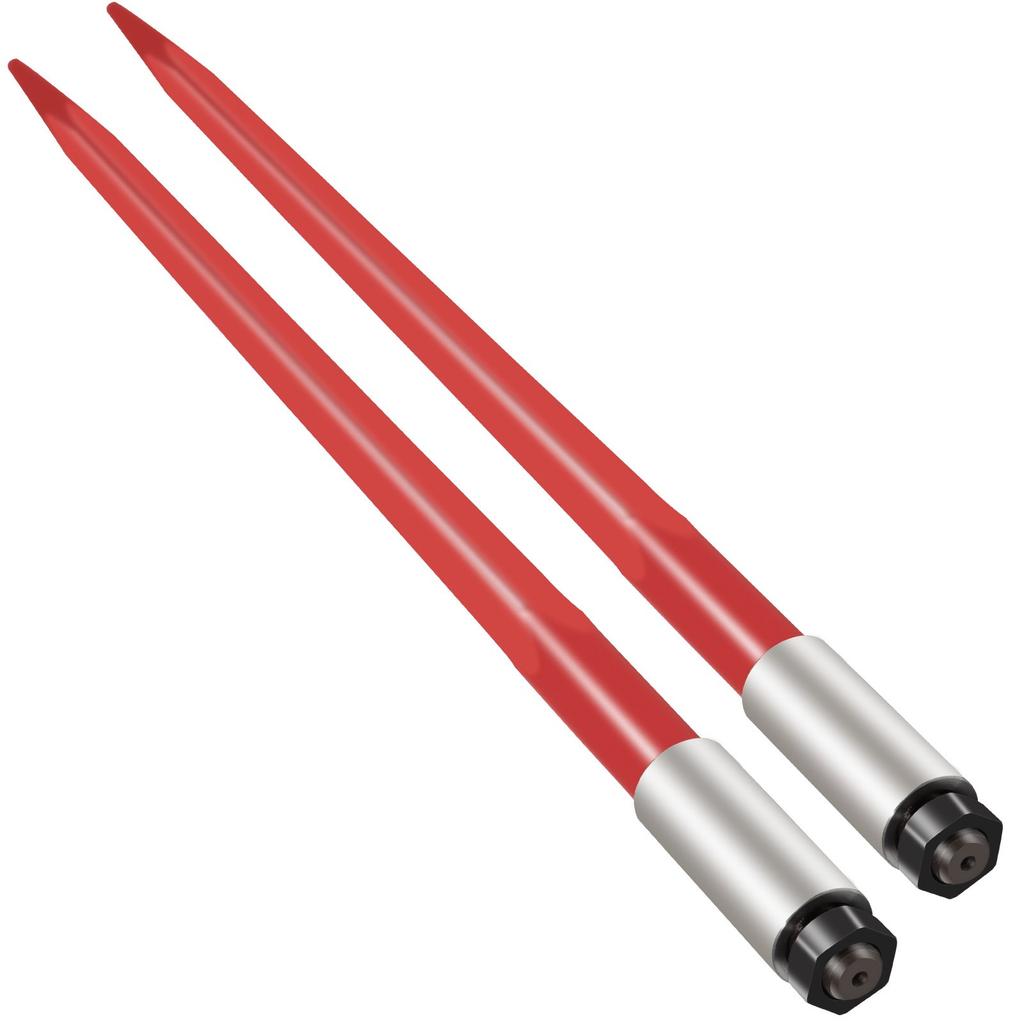 VEVOR Pair Hay Spear 39" Bale Spear 3000 lbs Capacity, Bale Spike Quick Attach Square Hay Bale Spears 1 3/4", Red Coated Bale Forks