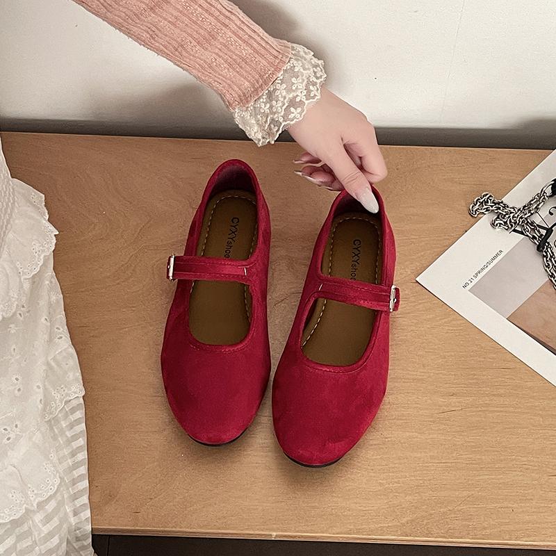 Designer Spring Flats Women's Mary Jane Shoes Comfort Shallow Buckle Shoes Party Wedding Candy Color Female Shoes