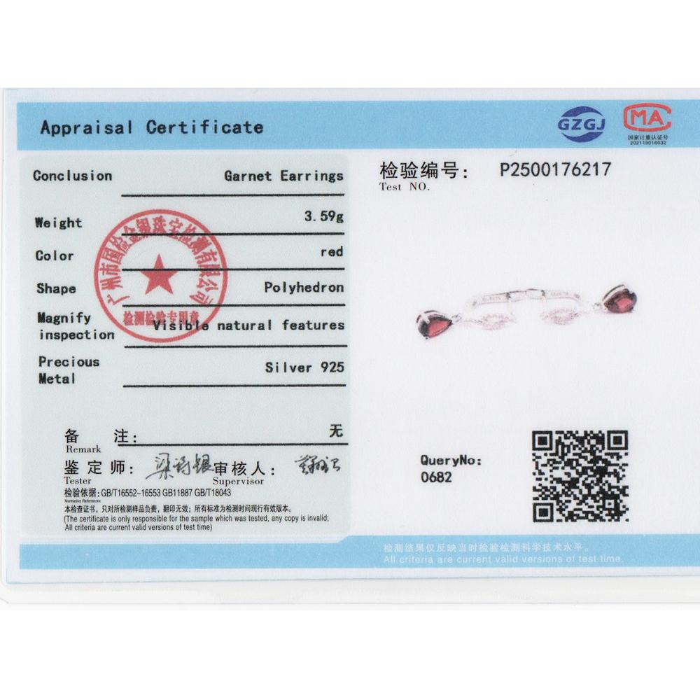 925 Sterling silver clasp earrings 2.86ct natural pear 6*8mm garnet gemstones Simple fine jewelry for women's Festival gifts