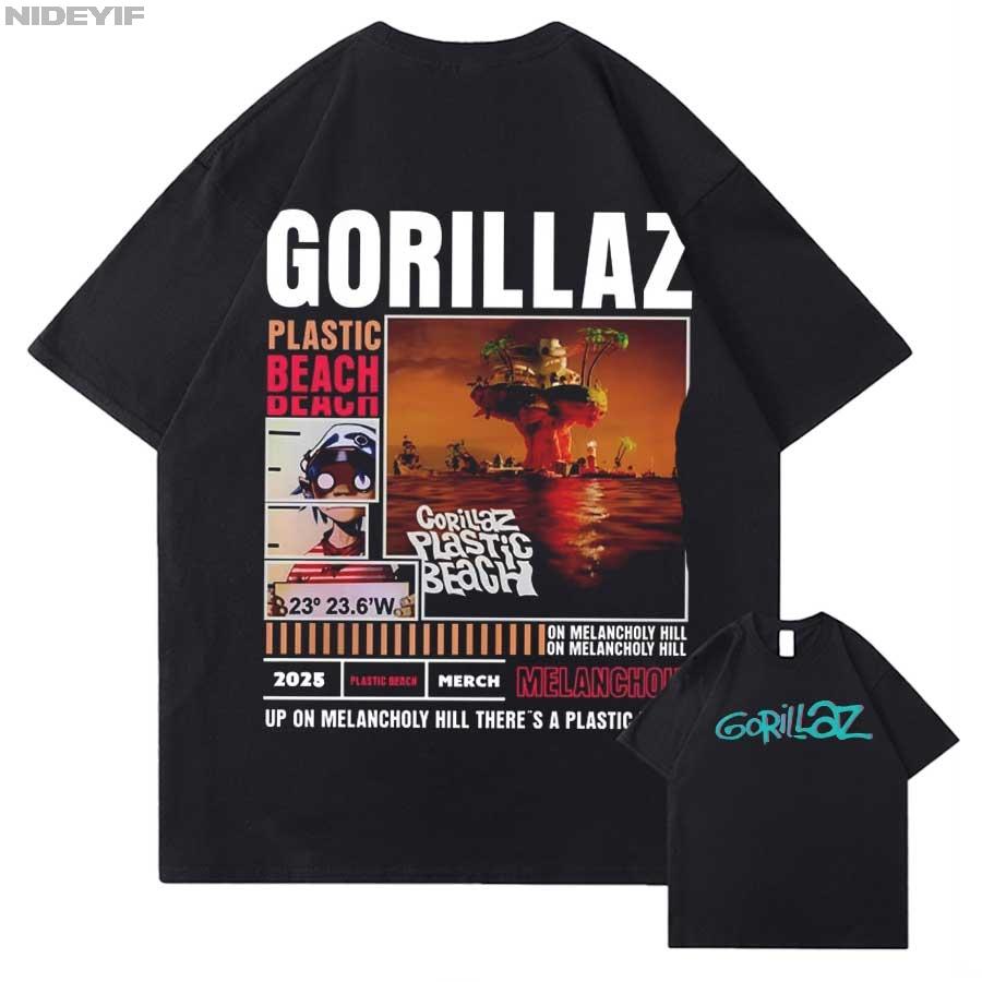 

Футболка с мерчем рок-группы Gorillaz для мужчин и женщин, хип-хоп, стритвир, оверсайз, 100% хлопок, футболка 12231 S