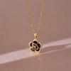 Full Diamond Camellia Necklace Women'S Light Luxury Design Simple Micro-Inlaid Pendant Jewelry