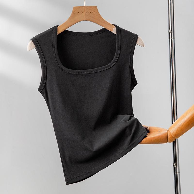 Wide Shoulder Strap White Suspender Vest for Women In Summer Pure Cotton Inner Wear for Secondary Breasts, Large-size Four-season Beautiful Back Top