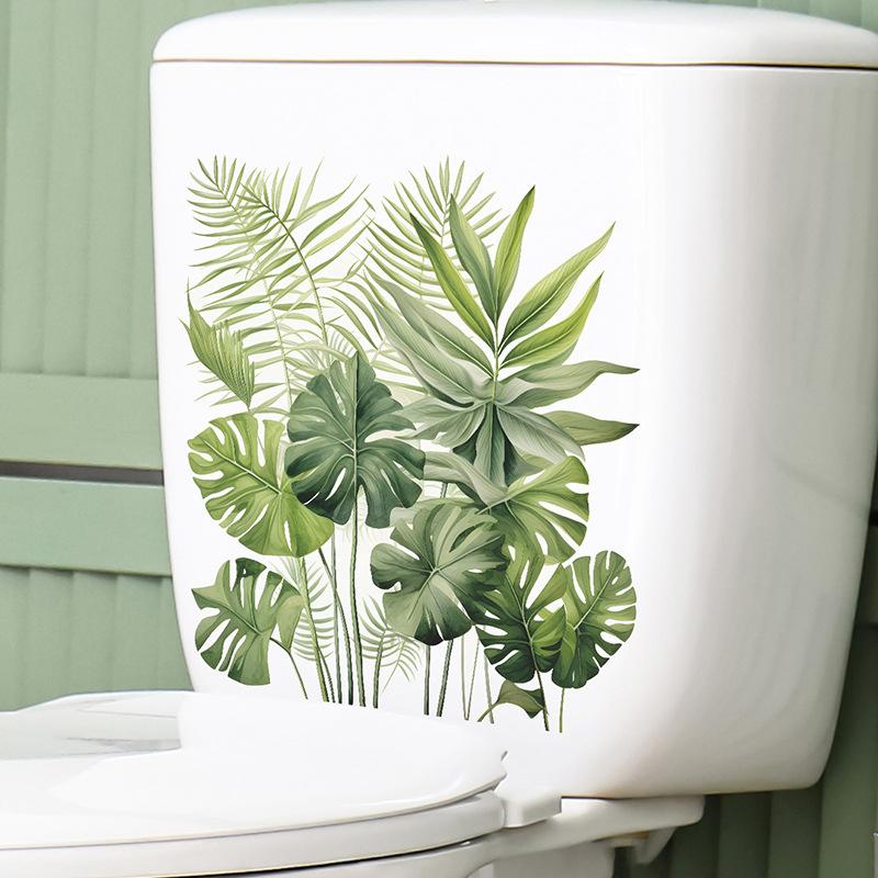

Tropical Green Plant Turtle Back Leaf Wall Sticker Bathroom Toilet Decor Living Room Cabinet Home Decoration Decals Beautify 1pcs