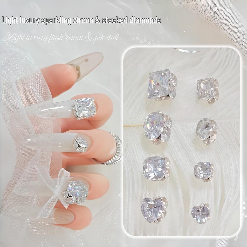 White Zirconia Handmade Rhinestone Nail Art Decorations - Super Sparkly Pigeon Egg Style