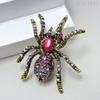 Vintage Style Overcoat Brooch Shining Rhinestones Decor Spider Shape Shawl Scarf Pin Men Suit Coat Simple Badge Fashionable Accessories