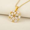 Nidin Light Luxury Trendy Water-drop/Heart Crystal Zircon Flower Pendant Necklace For Women Female Round Shape Delicate Jewelry