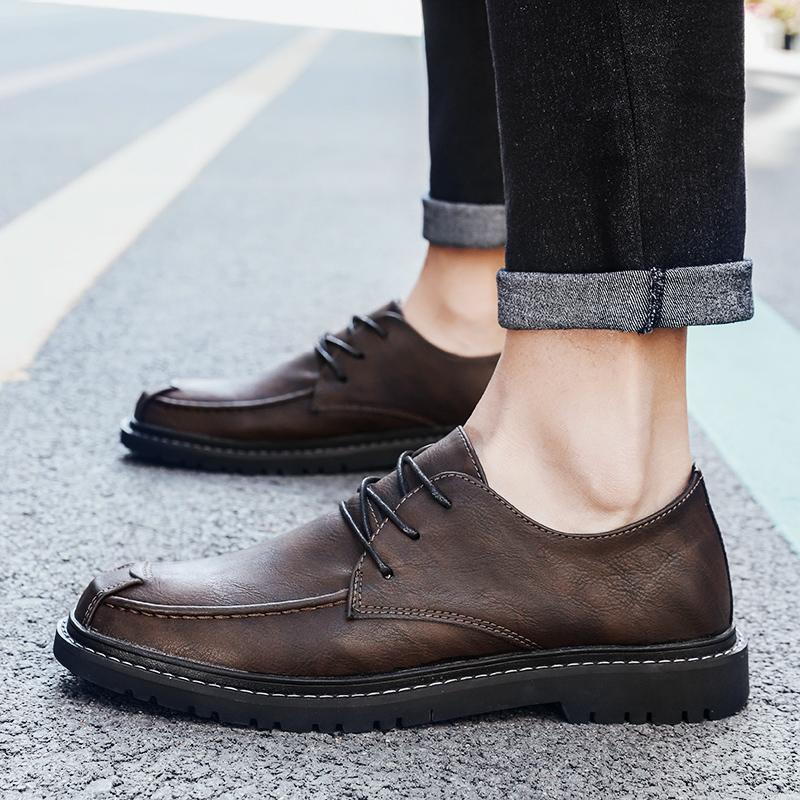British Style Men's Genuine Leather Shoes Banquet Dress Shoes Men's Business Shoes Handmade Soft Soles Lace Up Loafers