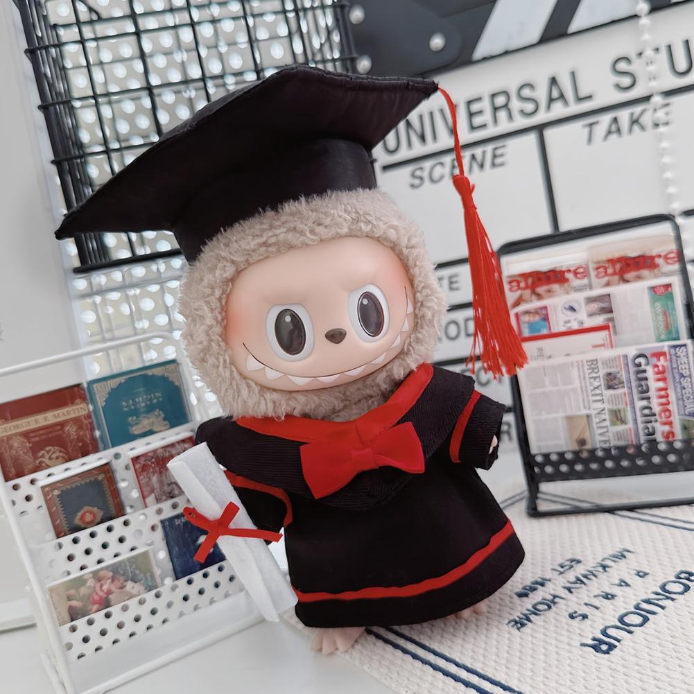 

Для 17см Куклы Лабубу Одежда Модная одежда Докторская мантия Платья Подбор цвета Выпускная шляпа Бакалаврская шляпа Аксессуары для кукол Милое украшение 01