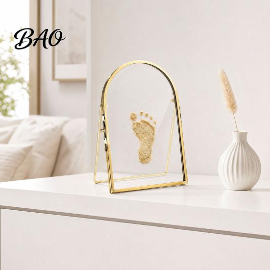 Pet Paw Print Kit Baby Keepsake Frame, DIY Sea Sand Newborn Hand Footprint Kit, Infant Handprint Mold Metal Pressed Picture Floating Cat Dog