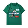 Men's 100% Cotton Crew Neck Short Sleeve T-Shirt, Argentina Soccer No.10 Lionel Messi Print Casual Sport Tee for Fans Daily Wear