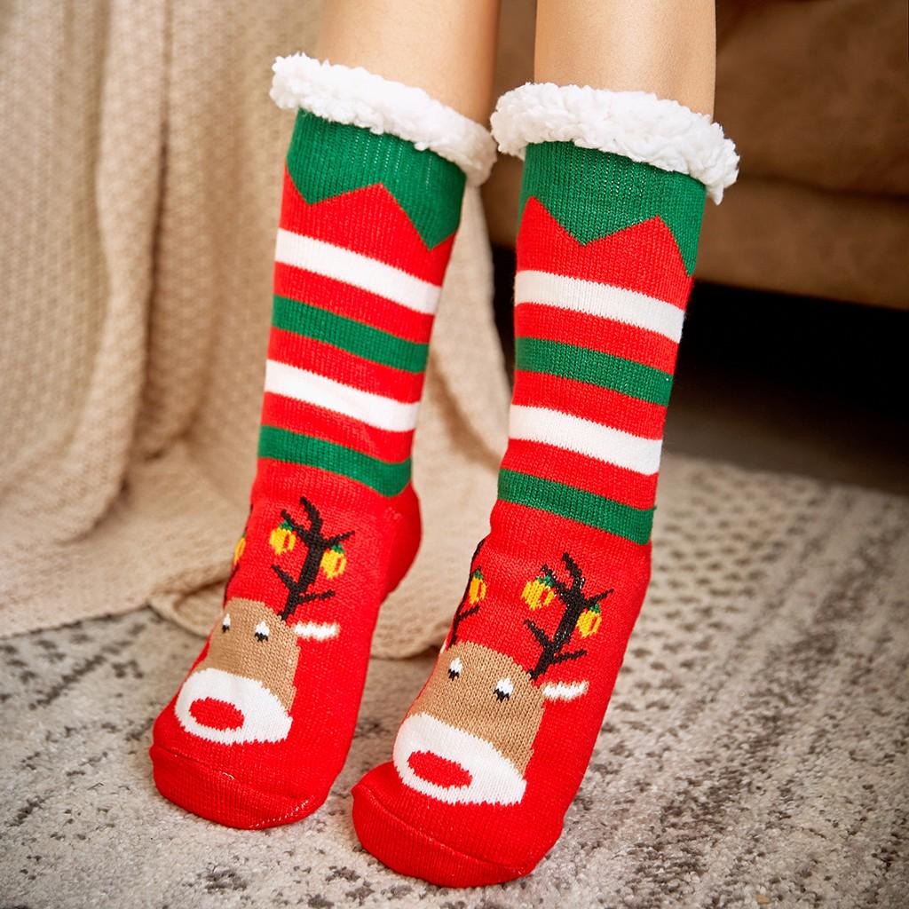 Christmas Women Cotton Socks Print Thicker Anti-slip Floor Socks Carpet Socks