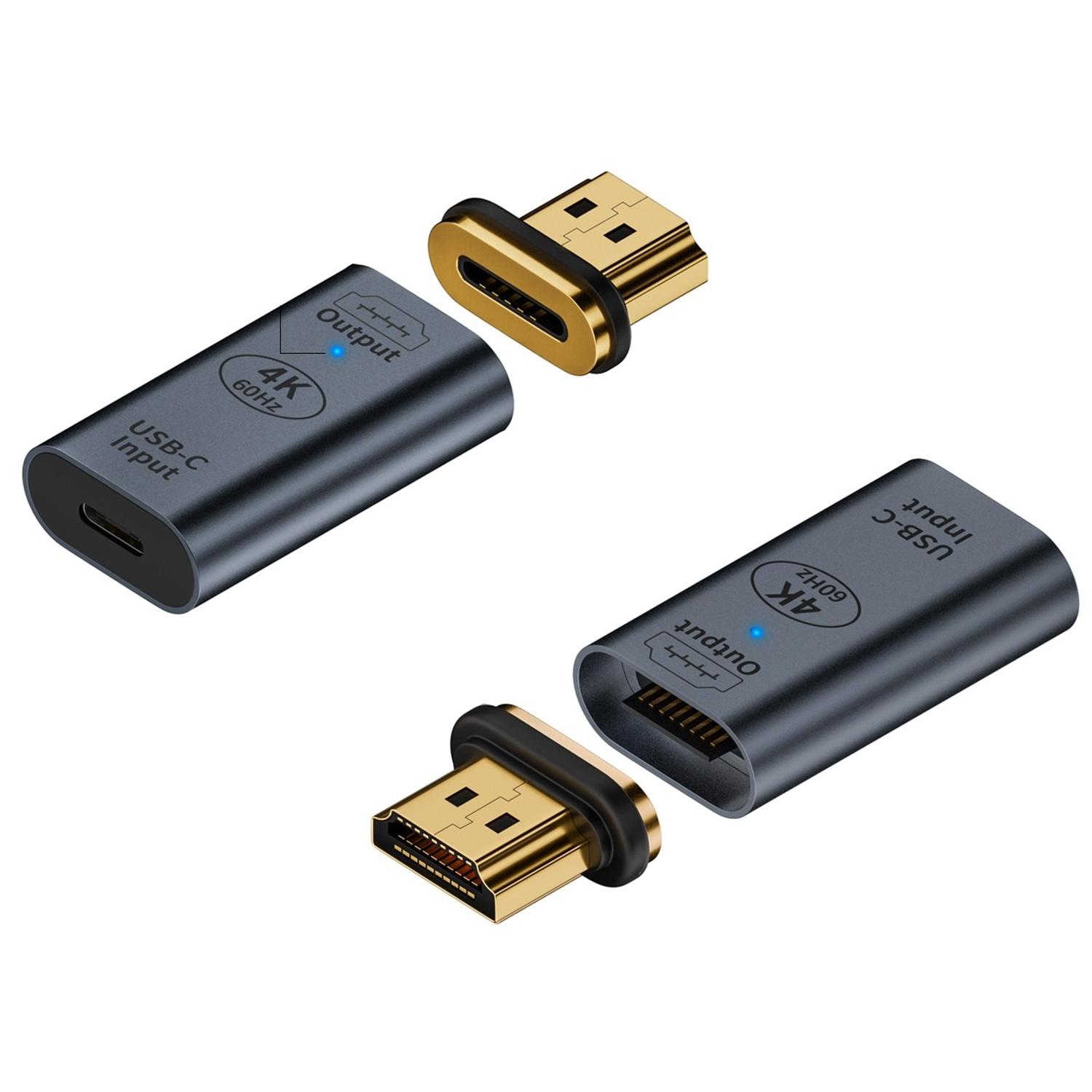

Адаптер Type-C (мама) до HDMI 2.0 (тато) магнітний 4K 60 Гц HD відео вихід конвертер Grey
