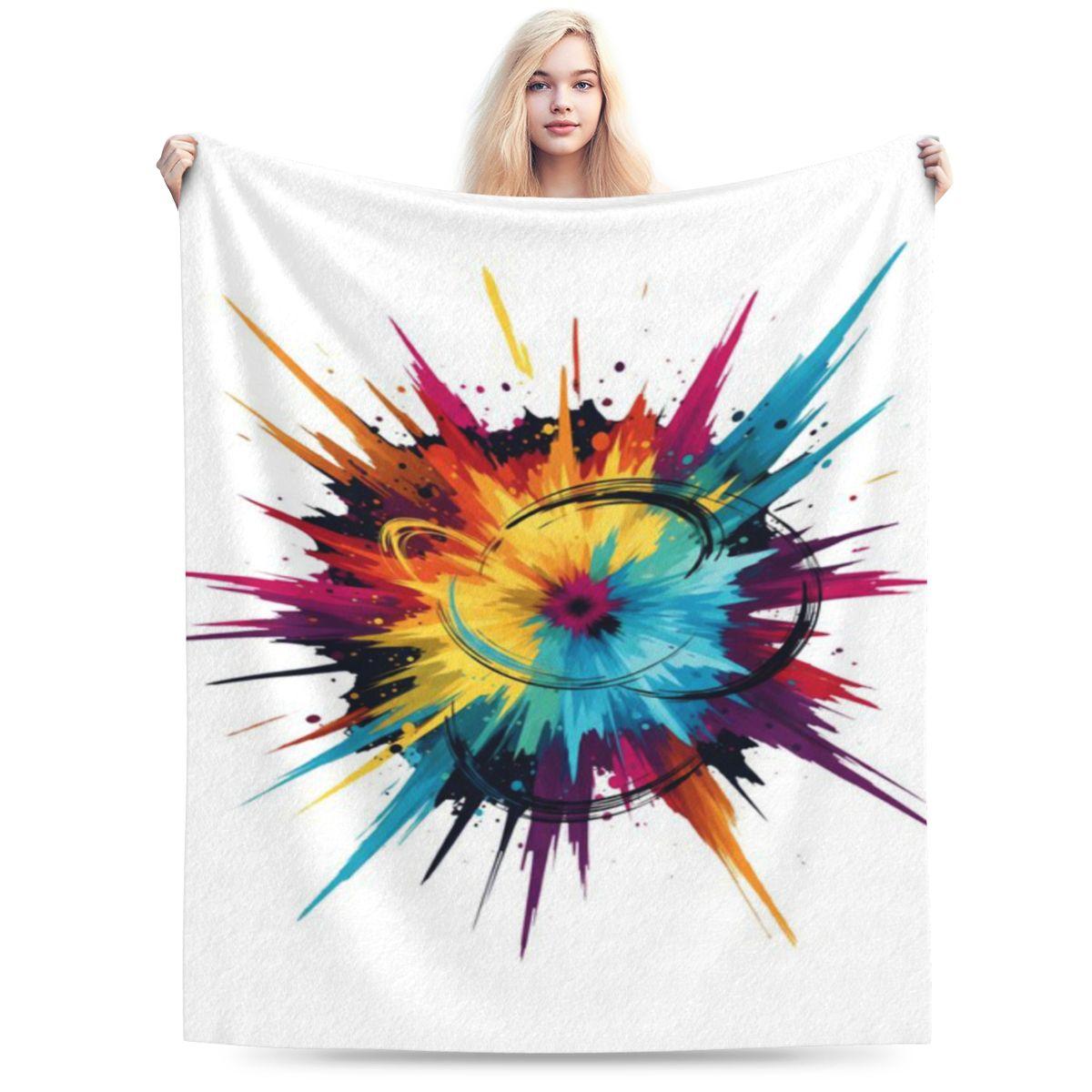 

National Coloring Book Day Abstract Color Burst Personalized Warm Gift An UltraSoft Micro Fleece Blanket 75x100cm 30x40in