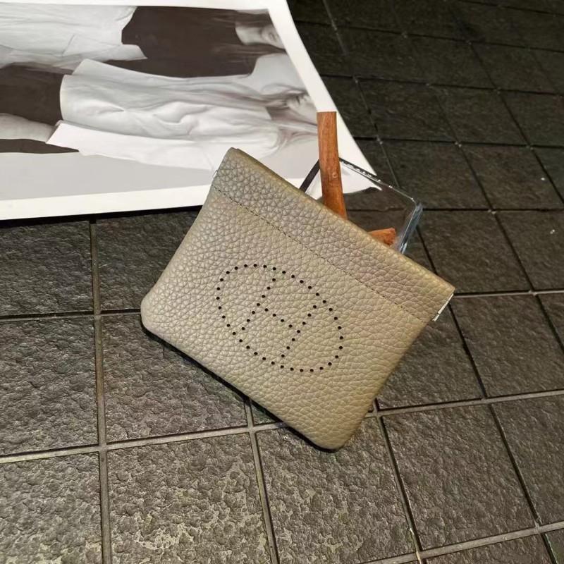 TC Cowhide Hollow Card Bag Mini Lipstick Car Key Earphone Piece Exquisite Storage ID