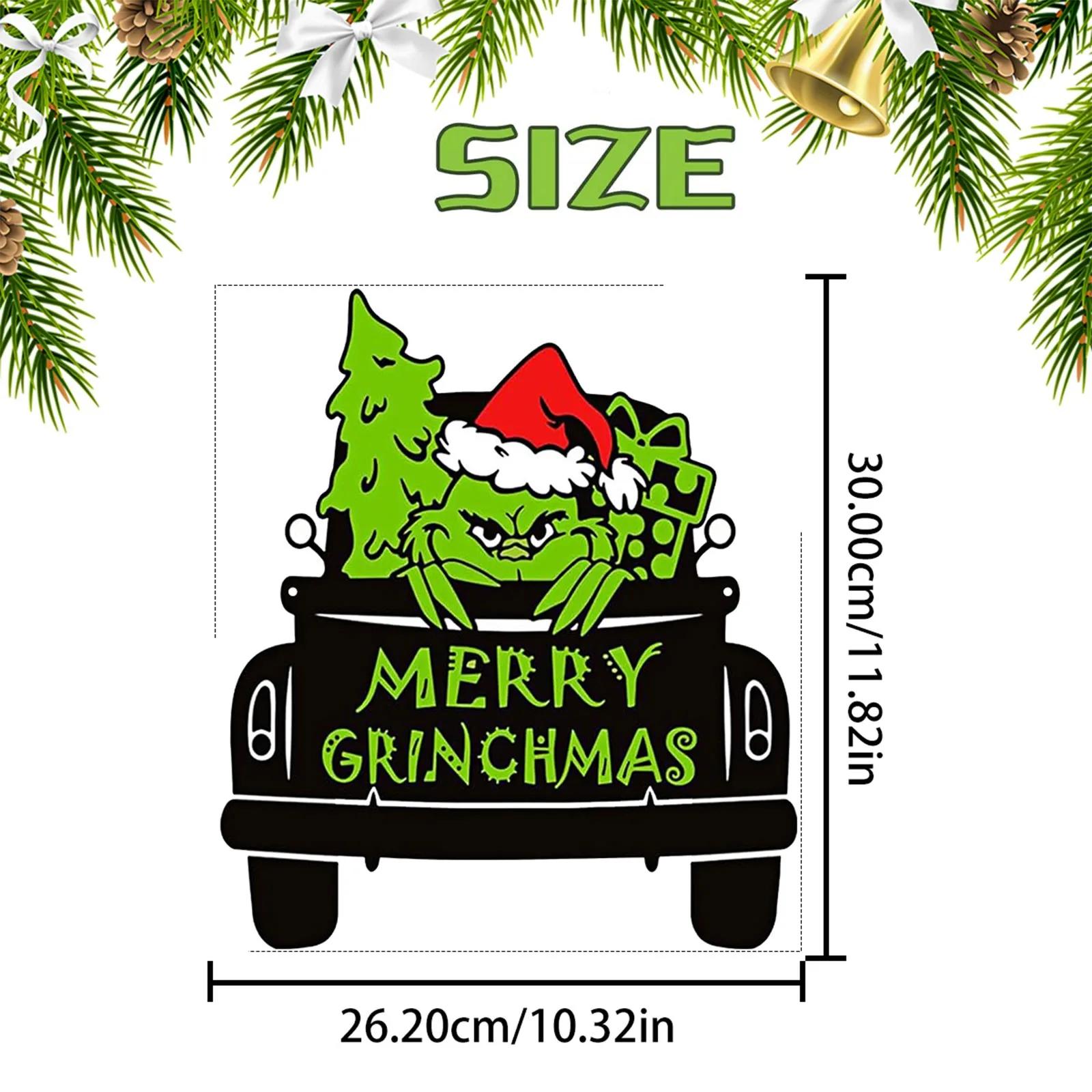 

Знак Merry Grinchmas, декоративный декор передней двери, рождественские настенные фронтоны для крыльца фермерского дома, наружный, внутренний, зимний рождественский знак, деревянный Grinch Style 6