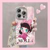 Cute Cartoon Girl Suitable for Apple 16promax Mobile Phone Case Opporeno13 Feather Yarn 15 Bracket Bracelet 14