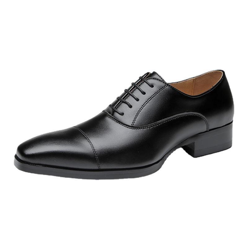2024 New British Style Men's Leather Derby Shoes - Formal Lace-Up for Business & Office