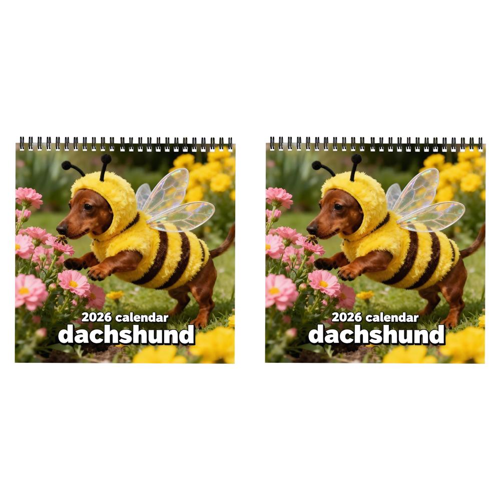 1-5Pcs 2026 Dachshund Hanging Wall Calendar 12 Months Fun Dogs Pets Calendars with Cute Dachshund Photos for Offices Bedrooms