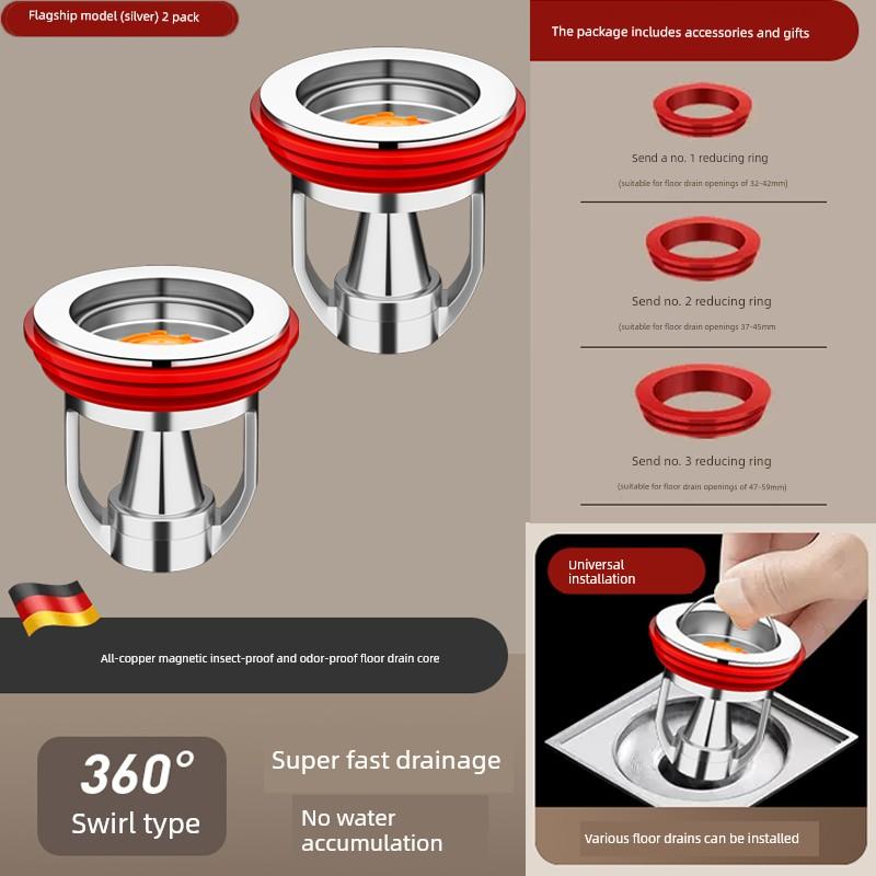 Floor Drain Deodorizer, Bathroom Sewer Sealing Cover, Toilet Anti-Odor Universal Inner Core, Anti-Insect and Anti-Odor Device