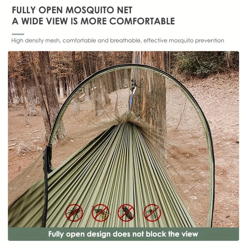 260x140cm 1pc Quick Deploy Nylon Hammock Built-In Mosquito Net Anti-Rollover Automatic Mosquito Guard Ideal for Outdoor Camping