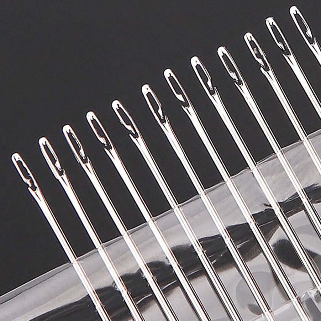12 Pieces Self Threading Sewing Needles Easy To Go Through from Side Premium Hand Sewing Needles for Home Repairs Work