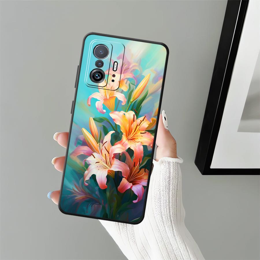 Case for Xiaomi Mi 11 12T Pro 12 11T 14 10T 13 Lite 12X Funda Phone Cover Simple Flower