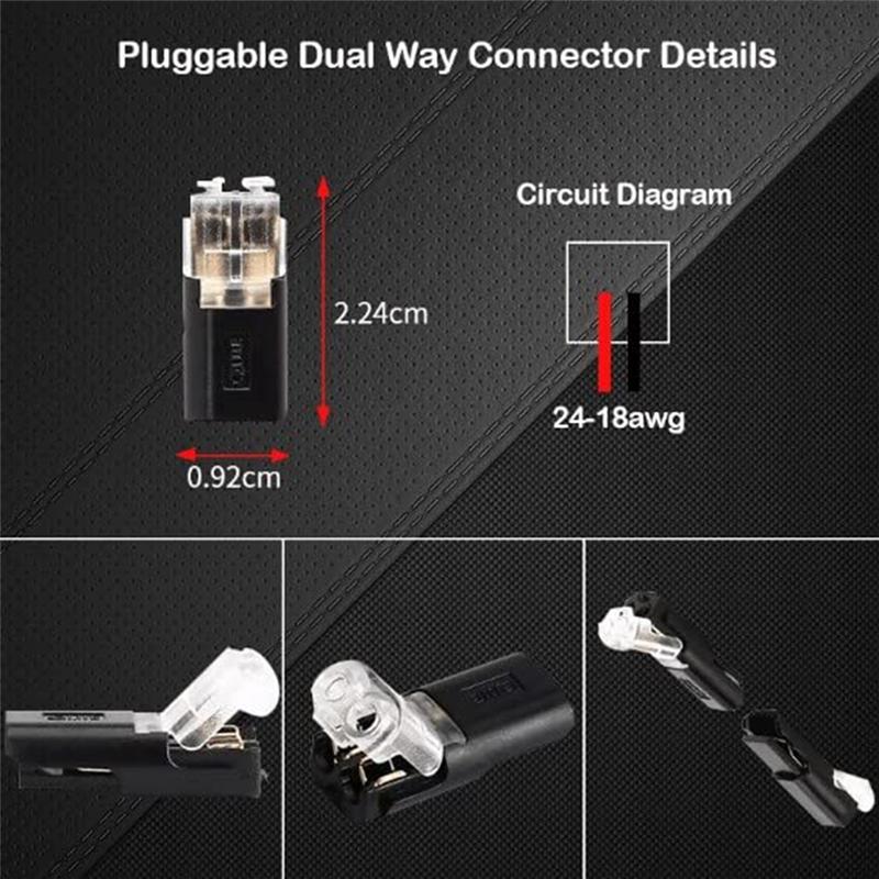 AD23-20 PCS Double-Wire Plug-In Connector+Locking Buckle No Wire Stripping Cutting 2 Way 2 Pin LED Connector For AWG 20-24