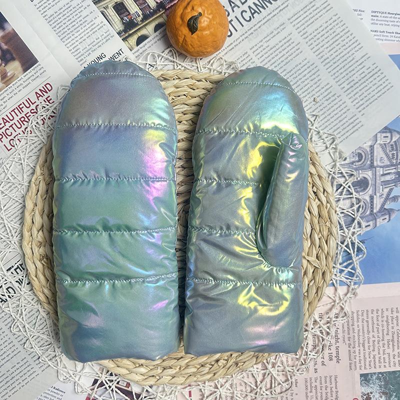 Fleece Thickened Warm Cute Lady Outdoor Gloves Windproof Cold Cycling Colorful Glossy Hand Stuffy Student