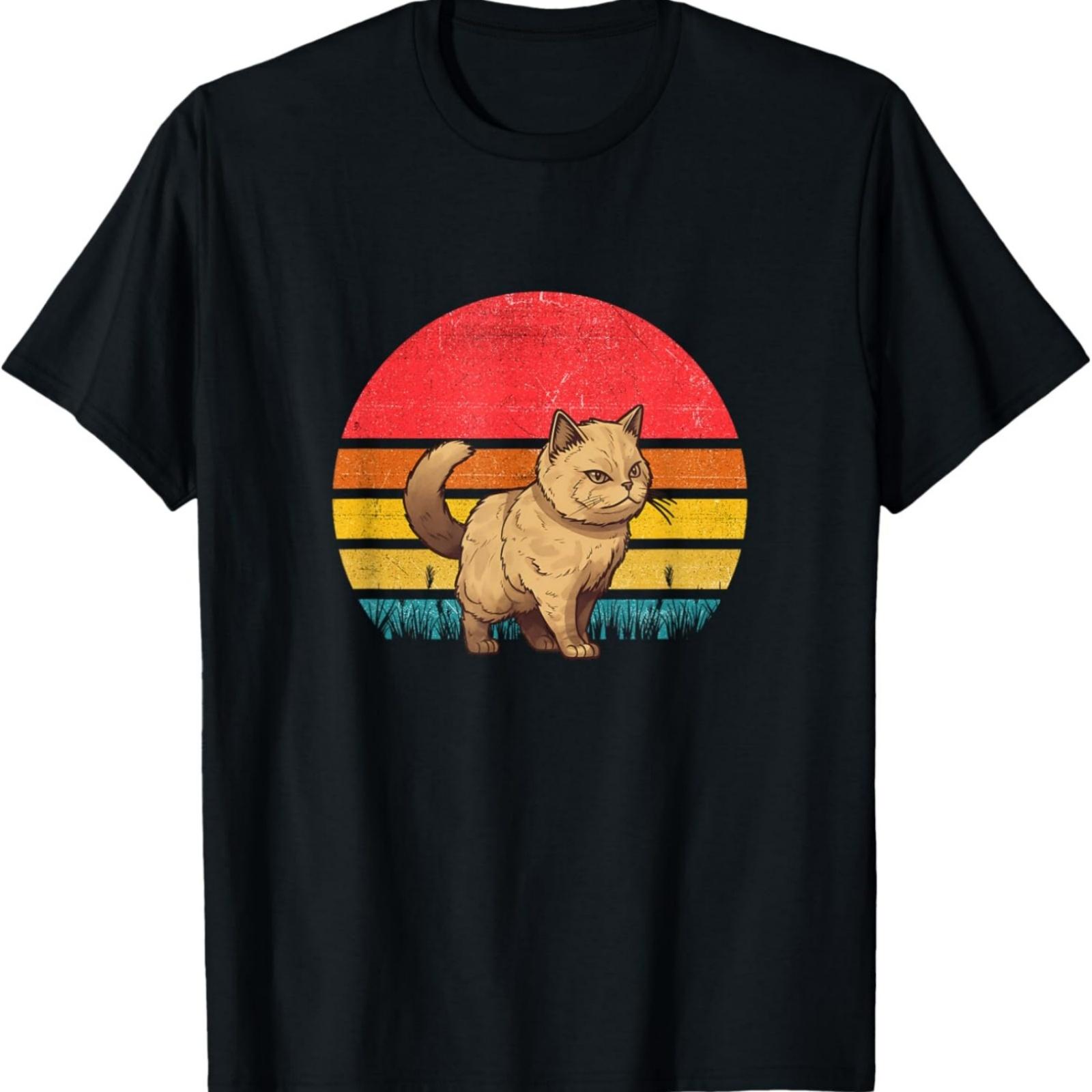 Munchkin Cat Sunset Retro Vintage Design Mom Dad Kids T-Shirt S