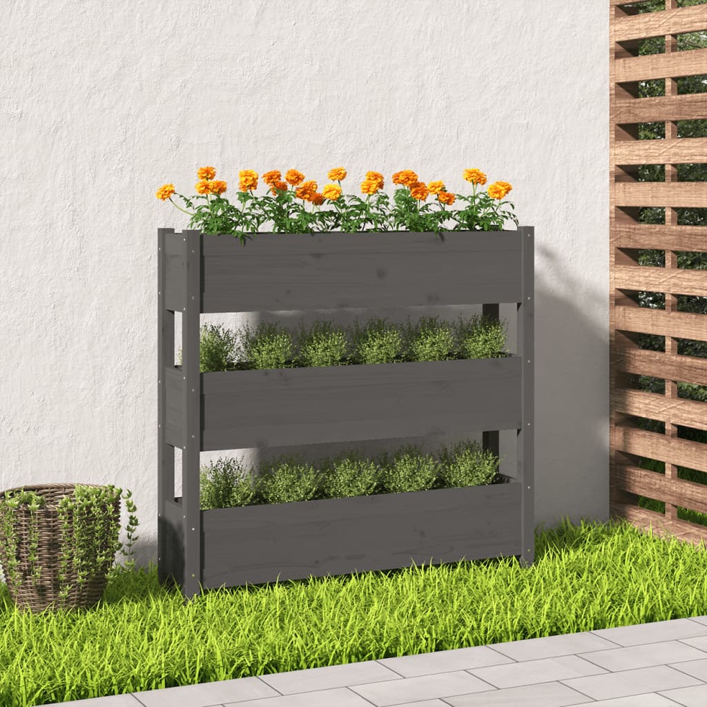 Plant Pot Gray 112 x 25 x 104.5 cm Solid Pine Wood