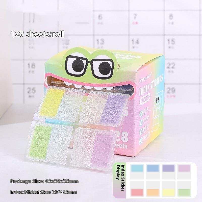 128Sheets/Box Drawer-Style Pull-Out Pearlescent Paper Sticky Transparent Colorful Marking Notes Memo Pad Note Marking Supplies