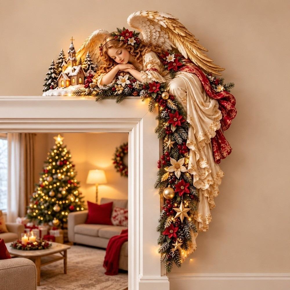 Corner Design Xmas Door Topper Festive Theme Reindeer Wall Decoration Party Supplies