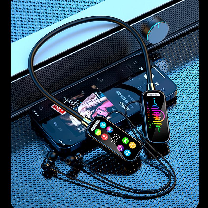 50H Play Time Bluetooth Earphones LED Display HiFi Sound Earbuds Wireless Headphones Sports Gamer Neckband Neck-hanging Headsets