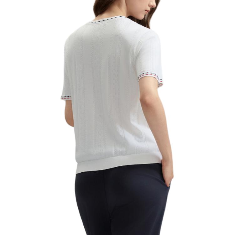 Fila Simple Round Neck Solid Color Short Sleeve T-Shirt Women Tops White F11W431404F-WT