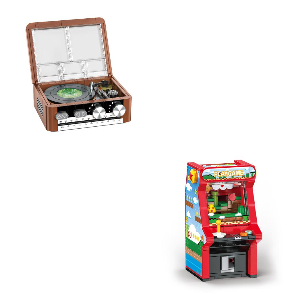 Jaki Retro Series Record Player/Game Machine Model Assembly Toy Ornament Moc High Brick Building Blocks Kids Birthday Gift