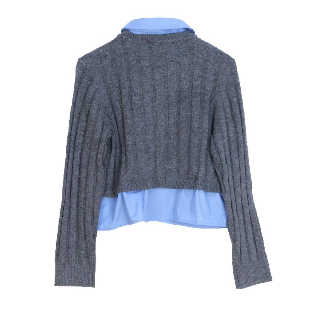 French Niche 2025 Spring-Autumn Color Block Knit Pullover Sweater with Shirt Collar