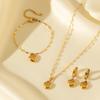 EILIECK 316L Stainless Steel Heart Love Necklace Bracelets Earrings Set For Women New Trendy Gold Plated Waterproof Jewelry