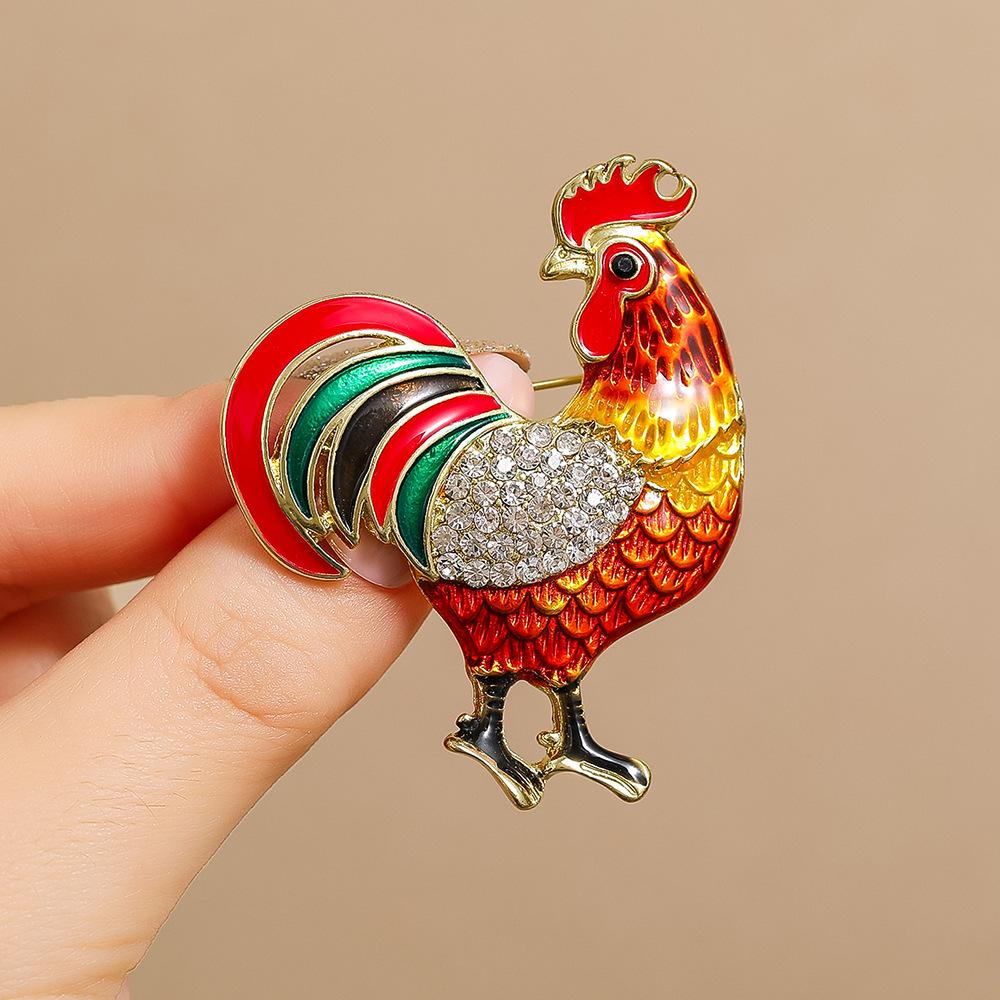 New Style Painted Dripping Oil Animal Rooster Cartoon Cute Brooch Brooch