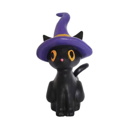 Halloween Black Cat Figurine Mini Witch/Zombie/Pumpkin Kitten Statue Spooky Resin чёрный