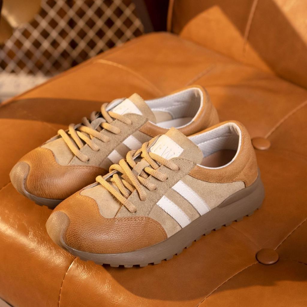 Spring new cowhide round head casual lace-up soft-soled leather men's single shoes Spring new comfortable shoes