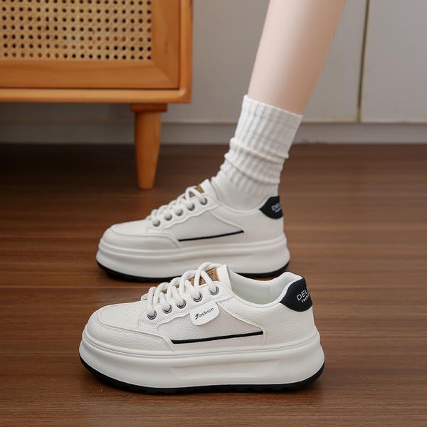 

Кожаные женские туфли Повседневные женские кроссовки Осенние туфли-лодочки на танкетке Универсальные сабо Платформа Круглый носок Натуральная кожа Осень 39