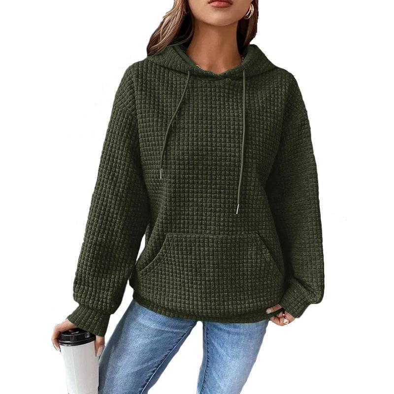 Relaxed Fit Pullover Hooded Long Sleeve Sweater Womens Drawstring Shoulder Kangaroo Pocket Hoodie