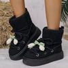 Damen gefüttertes Futter weiche dicke Sohle erhöhte Zuhause Outdoor verdickte warme leichte bequeme Baumwollschuhe Schneestiefel